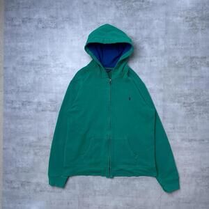 Y2K Polo Ralph Lauren 00s Green Zip Up Hoodie Jacket
